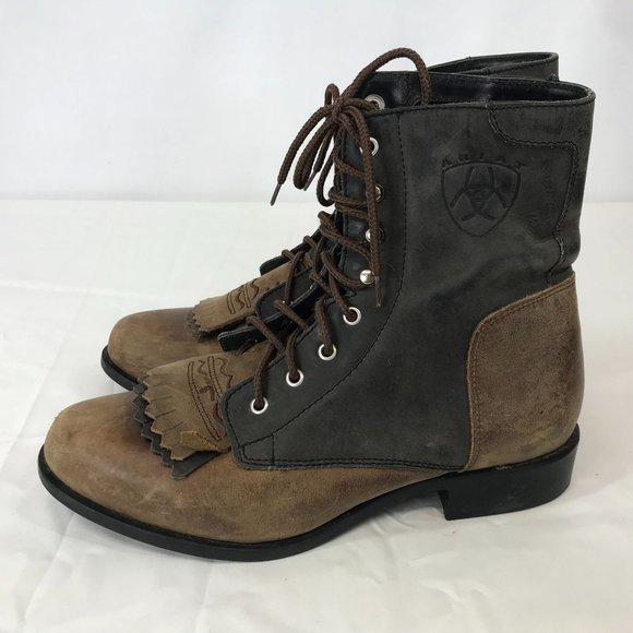 Ariat Shoes - ARIAT ~ WOMENS 7 ~ TAN BLACK LACE UP WESTERN SHOW BOOTS